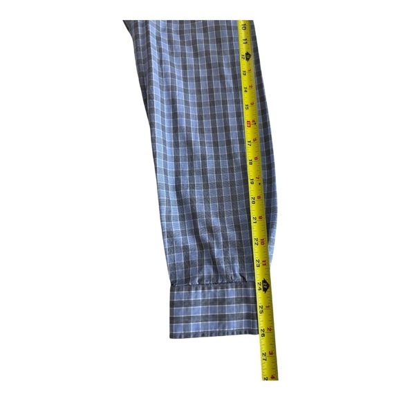 Barakett Men's Plaid Long Sleeve Button Down Shirt Blue Grey Size 17 36/37 - Picture 6 of 11